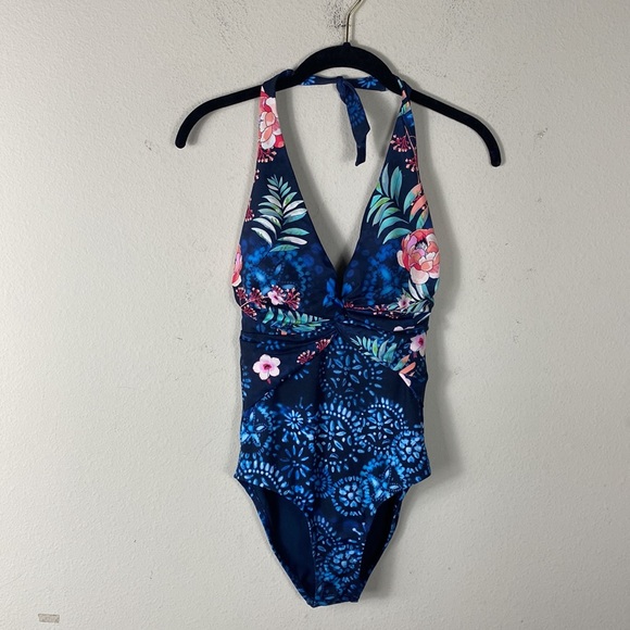 JOHNNY WAS ANNIA TWIST HALTER ONE PIECE SWIMSUIT. SIZE  XS - Picture 5 of 8